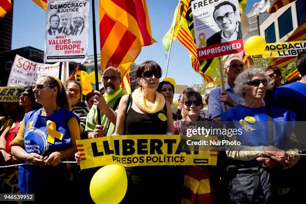 Thousands of people demonstrate in Barcelona in support of the pro-independence political prisoner imprisoned by Spain after the referendum of...