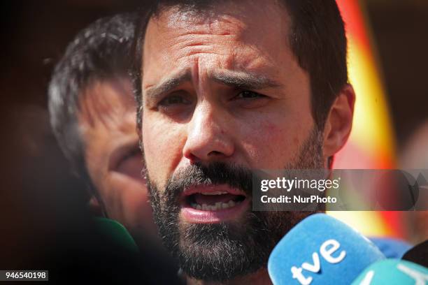 Roger Torrent, the president of the Parliament of Catalonia, during the demonstration in favor of democracy and the freedom of political prisoners,...