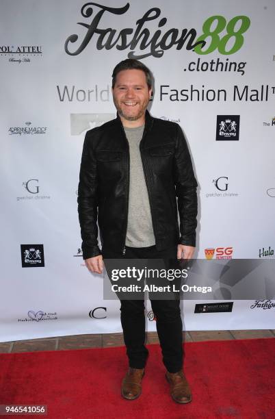 Johnathan Strand arrives for the Global Launch Of Fashion88 held at Pol' Atteu Haute Couture on April 14, 2018 in Beverly Hills, California.