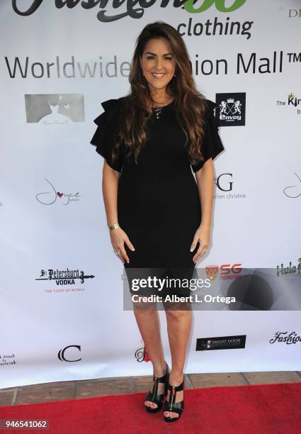 Singer/song writer Dianña Parro arrives for the Global Launch Of Fashion88 held at Pol' Atteu Haute Couture on April 14, 2018 in Beverly Hills,...