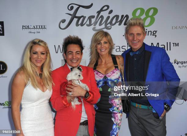 Hosts Patrik Simpson and Pol' Atteu with Jodie Silver and Jojo Romeo at the Global Launch Of Fashion88 held at Pol' Atteu Haute Couture on April 14,...