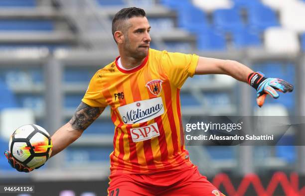 Christian Puggioni of Benevento Calcio in action during the serie A match between US Sassuolo and Benevento Calcio at Mapei Stadium - Citta' del...