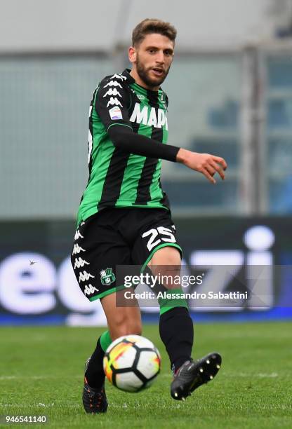 Domenico Berardi of US Sassuolo in action during the serie A match between US Sassuolo and Benevento Calcio at Mapei Stadium - Citta' del Tricolore...