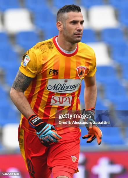 Christian Puggioni of Benevento Calcio in action during the serie A match between US Sassuolo and Benevento Calcio at Mapei Stadium - Citta' del...