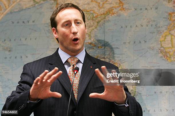 Canadian Foreign Minister Peter MacKay speaks during a Ceremony of Opening of the Seminary of High Level on Operations of Maintenance of the Peace at...