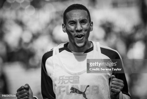 Isaac Hayden of Newcastle United celebrates after Newcastle win the Premier League match between Newcastle United and Arsenal at St.James' Park on...