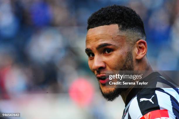 Jamaal Lascelles of Newcastle United during the Premier League match between Newcastle United and Arsenal at St.James' Park on April 15 in Newcastle...