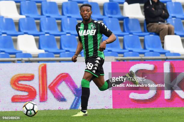 Claud Adjapong of US Sassuolo in action during the serie A match between US Sassuolo and Benevento Calcio at Mapei Stadium - Citta' del Tricolore on...