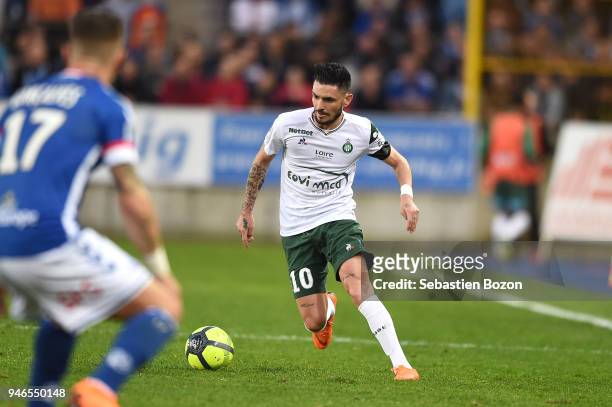 Remy Cabella of Saint Etienne during the Ligue 1 match between Strasbourg and Saint Etienne on April 14, 2018 in Strasbourg, .
