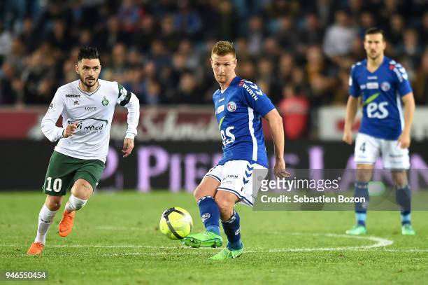 Jeremy Grimm of Strasbourg during the Ligue 1 match between Strasbourg and Saint Etienne on April 14, 2018 in Strasbourg, .