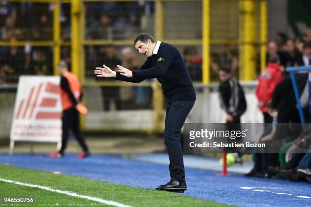 Thierry Laurey headcoach of Strasbourg during the Ligue 1 match between Strasbourg and Saint Etienne on April 14, 2018 in Strasbourg, .