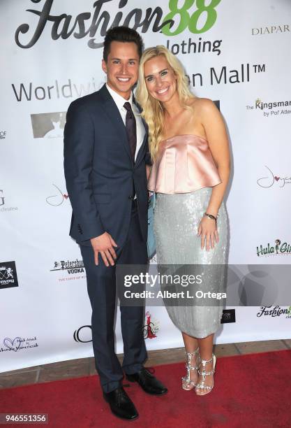 Ben Butler and Kristen Snider arrive for the Global Launch Of Fashion88 held at Pol' Atteu Haute Couture on April 14, 2018 in Beverly Hills,...