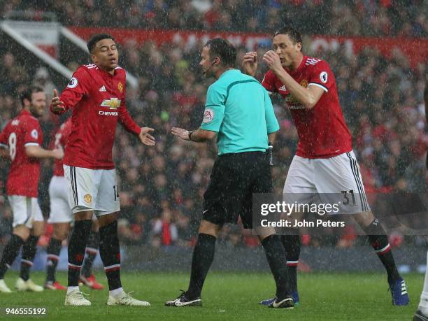 Jesse Lingard of Manchester United appeals for a corner during the Premier League match between Manchester United and West Bromwich Albion at Old...