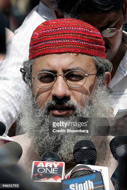 Abdul Rashid Ghazi, radical Muslim cleric of Islamabad's Red Mosque, speaks to the media during an "anti-vice" rally in Islamabad, Pakistan, Friday,...