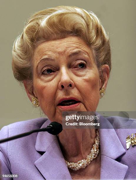 Phyllis Schlafly, president of the Eagle Forum, testifies before the House Judiciary Committee Immigration, Border Security, and Claims Subcommittee...