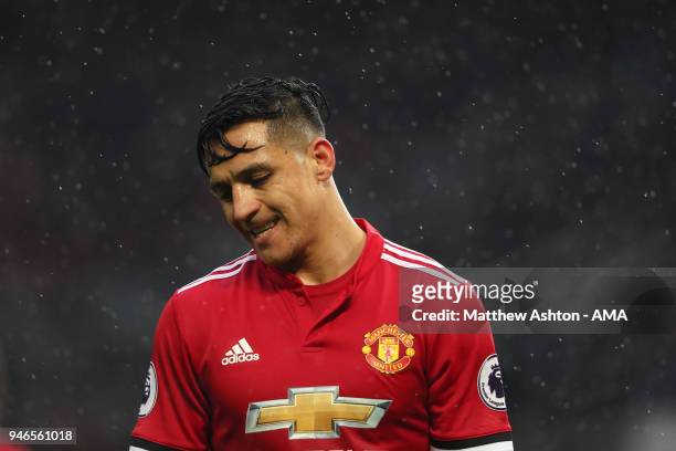 Dejected Alexis Sanchez of Manchester United during the Premier League match between Manchester United and West Bromwich Albion at Old Trafford on...