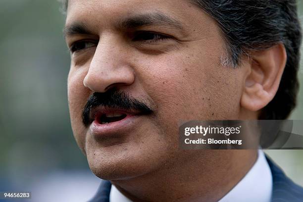 Anand G. Mahindra, managing director of Mahindra & Mahindra Ltd., speaks during an interview at the The India Economic Forum in New Delhi, India, on...