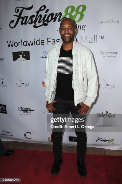 Charles Anthony arrives for the Global Launch Of Fashion88 held at Pol' Atteu Haute Couture on April 14, 2018 in Beverly Hills, California.