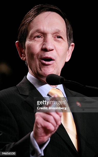 Congressman Dennis Kucinich speaks at the Democratic National Committee Winter Meeting in Washington, D.C. Friday, Feb. 2, 2007.