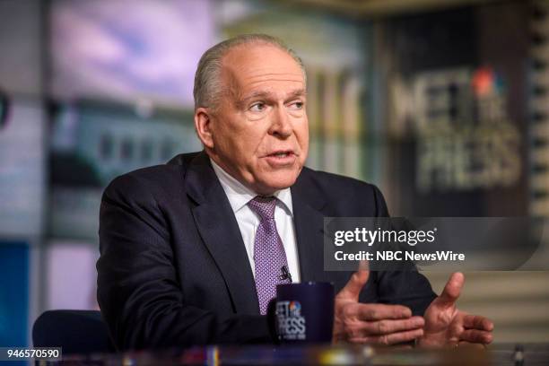Pictured: John Brennan, Former CIA Director; NBC News Senior National Security and Intelligence Analyst, appears on "Meet the Press" in Washington,...
