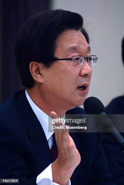 South Korean opposition Grand National Party leader Kang Jae Sup speaks during a news conference in Seoul, South Korea on Thursday, September 21,...