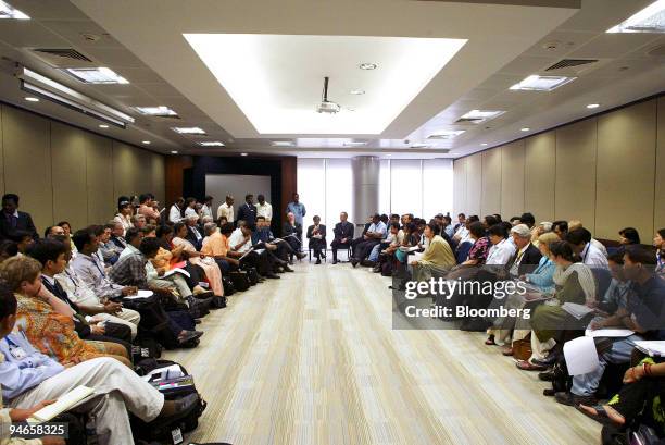 Members of Non Government Organizations meet Asian Development Bank President Haruhiko Kuroda, center, during the 39th Annual General Body meeting of...