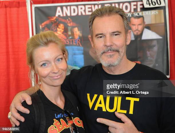 Director Axelle Carolyn and actorAndrew Divoff attend Day 1 of Monsterpalooza held at Pasadena Convention Center on April 14, 2018 in Pasadena,...