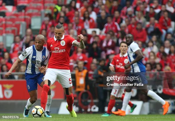 Benfica midfielder Ljubomir Fejsa from Serbia with FC Porto forward Yacine Brahimi from Algeria in action during the Primeira Liga match between SL...