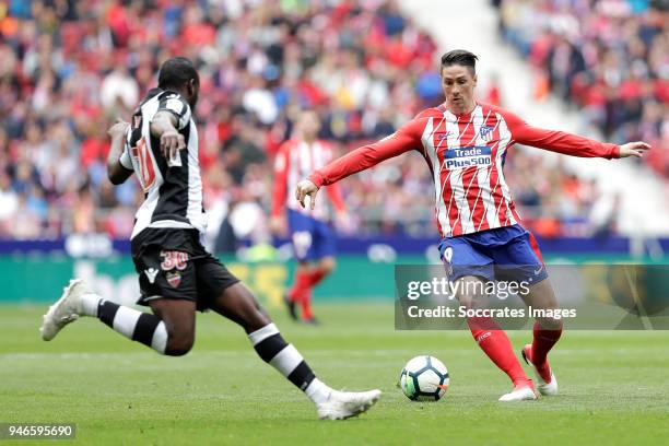 Aly Abeid of Levante, Fernando Torres of Atletico Madrid during the La Liga Santander match between Atletico Madrid v Levante at the Estadio Wanda...