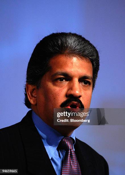 Anand Mahindra, vice chairman of Mahindra & Mahindra Ltd., speaks during the launch of the Mahindra Logan, in Mumbai, India, on Tuesday April 3,...