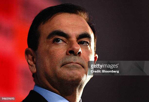 Carlos Ghosn, president and chief executive officer of Renault SA, speaks during the launch of the Mahindra Logan, in Mumbai, India, on Tuesday April...
