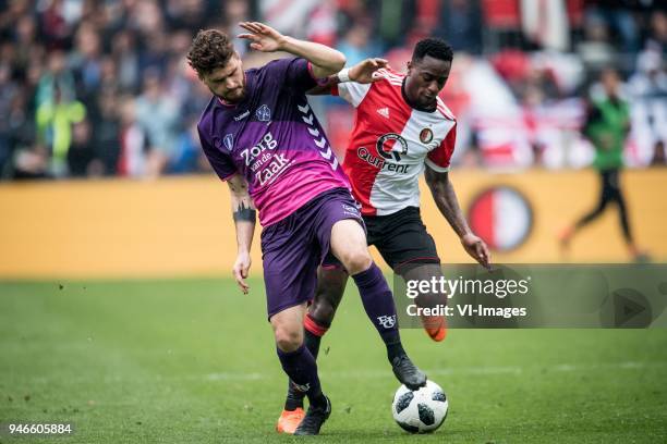 Mateusz Klich of FC Utrecht, Ridgeciano Haps of Feyenoord during the Dutch Eredivisie match between Feyenoord Rotterdam and FC Utrecht at the Kuip on...