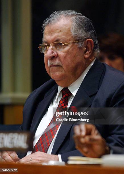 President of Iraq, Jalal Talabani, listens during a high-level panel discussion on Iraq at the United Nations in New York, September 18, 2006.