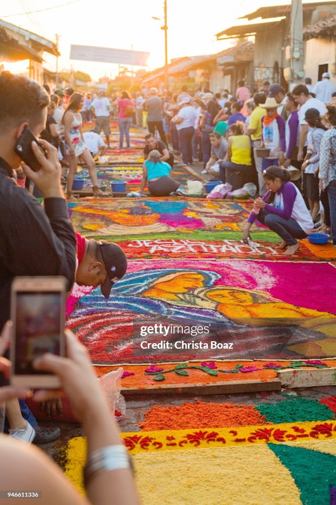Colorful Sawdust Carpets during Holy Week