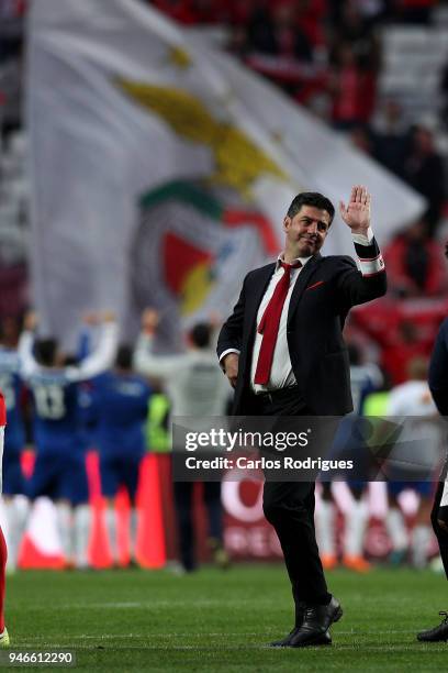 Benfica coach Rui Vitoria from Portugal at the end of the Portuguese Primeira Liga match between SL Benfica and FC Porto at Estadio da Luz on April...