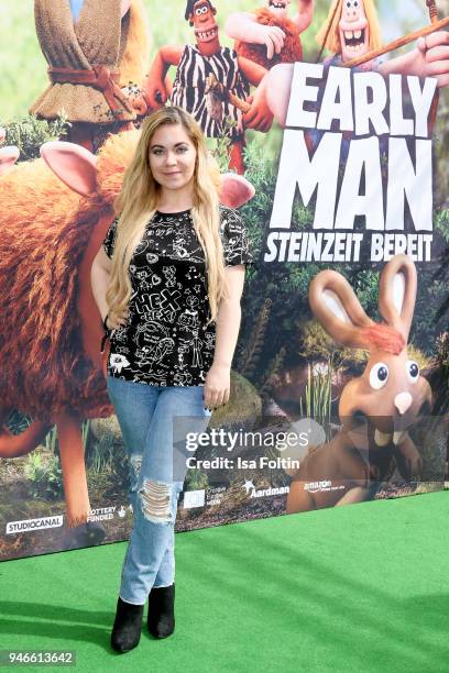 Lifestyle Blogger Nadine Trompka during the 'Early Man - Steinzeit Bereit' premiere at Kino in der Kulturbrauerei on April 15, 2018 in Berlin,...