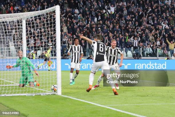 Benedikt Hwedes scores the second goal for Juventus during the Serie A football match between Juventus FC and US Sampdoria at Allianz Stadium on 15...