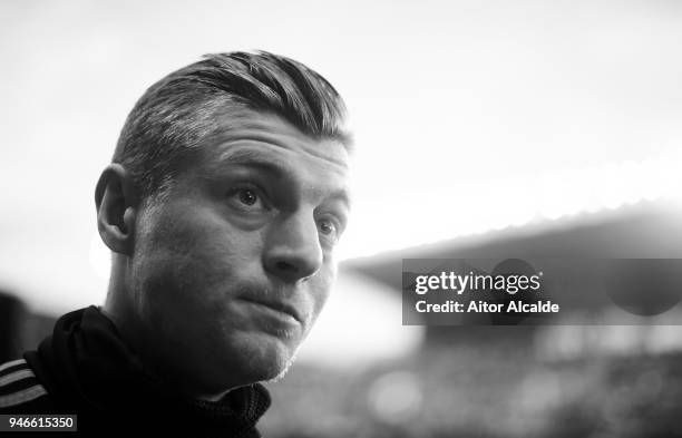 Toni Kroos of Real Madrid looks on prior to the start the La Liga match between Malaga CF and Real Madrid CF at Estadio La Rosaleda on April 15, 2018...