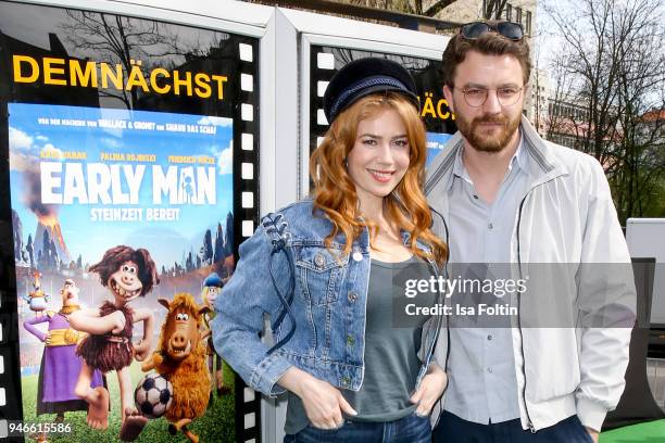 German presenter and model Palina Rojinski and German actor Friedrich Muecke during the 'Early Man - Steinzeit Bereit' premiere at Kino in der...