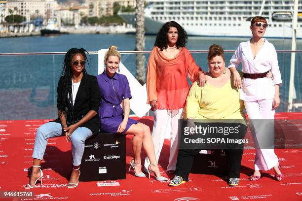 Najwa Nimri, Berta Vázquez, Itziar Castro, Maggie Civantos attends the photocall of the TV serie "Vis a Vis" with in the 21st Malaga Film Festival in...