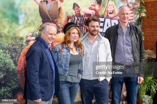 British director and producer Nick Park, German presenter and model Palina Rojinski, German actor Friedrich Muecke and Kalle Friz, CEO Studiocanal...