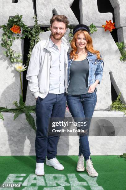 German actor Friedrich Muecke and German presenter and model Palina Rojinski during the 'Early Man - Steinzeit Bereit' premiere at Kino in der...