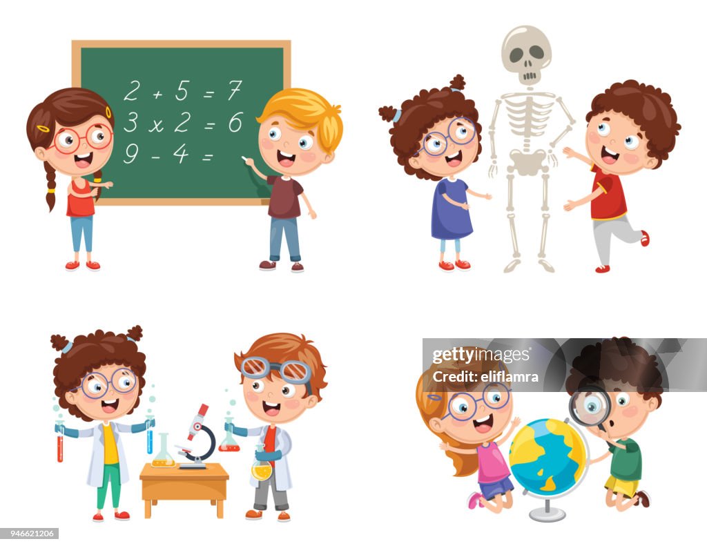 Science Lessons Images Vector Illustrations Of Kids Having Science Lessons High-Res Vector ...