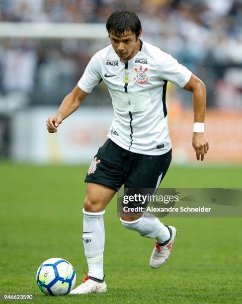 Romero of Corinthinas in action during the match against Fluminense for the Brasileirao Series A 2018 at Arena Corinthians Stadium on April 15, 2018...