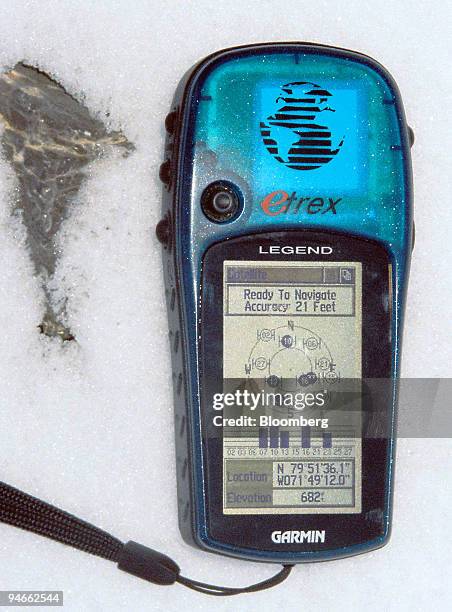 Garmin Global Positioning System device shows a reading at the Geomagnetic North Pole on Canada's Ellesmere Island, on April 26, 2006. Ice Warrior...