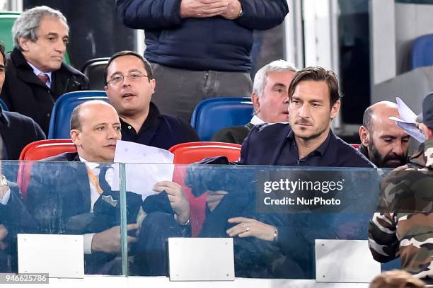 Francesco Totti during the Serie A match between Lazio and Roma at Olympic Stadium, Roma, Italy on 15 April 2018.