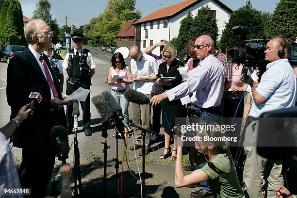 Martin Shirley, director of the Institute for Animal Health briefs the media outside the company's premises at Pirbright, Surrey, U.K., on Sunday,...