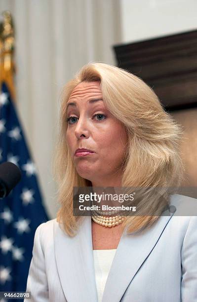 Valerie Plame, a former covert CIA agent, speaks at a news conference in Washington, D.C., July 14 to discuss a lawsuit she and her husband, former...