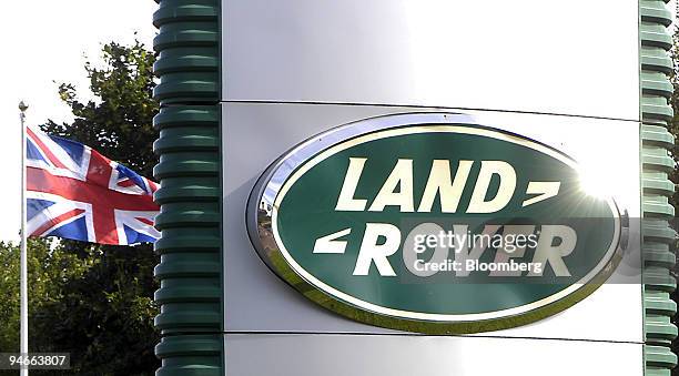 The Land Rover company logo is seen outside the main entrance to the Land Rover factory in Solihull, West Midlands, U.K, on Friday, Aug. 3, 2007....