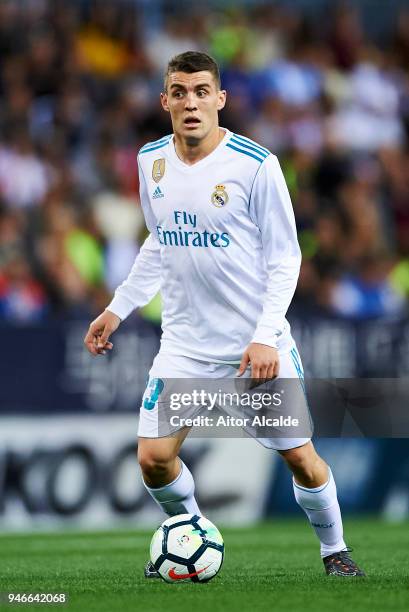 Mateo Kovacic of Real Madrid controls the ball during the La Liga match between Malaga CF and Real Madrid CF at Estadio La Rosaleda on April 15, 2018...